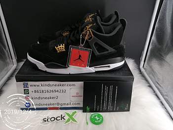 AIR JORDAN 4 “ROYALTY” BLACK/METALLIC GOLD-WHITE MENS 308497-032