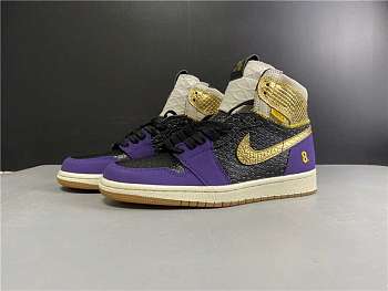 Air Jordan 1 High OG Black Purple Gold Basketball Shoes 555088-171