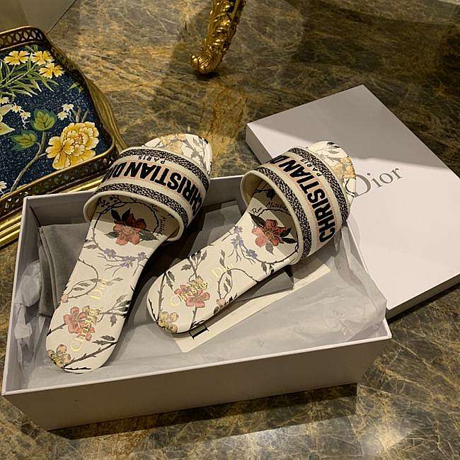 AY SLIDE Pink and Black Rosa Mutabilis Embroidered Cotton - 1