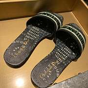 Dway Slide Multicolor Embroidered Cotton Green/ Bue - 2