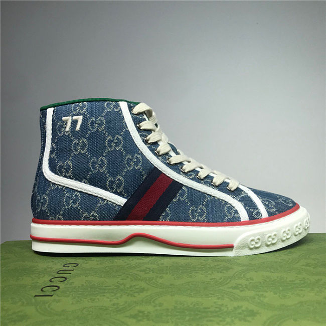 Gucci Tennis 1977 High Top GG Navy Blue 627838 HVK70 9765 - 1