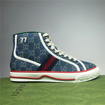 Gucci Tennis 1977 High Top GG Navy Blue 627838 HVK70 9765