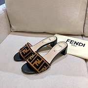 Fendi Brown Velvet Zucca Slide Sandals - 1
