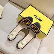 Fendi Brown Velvet Zucca Slide Sandals - 5