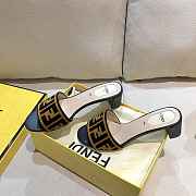 Fendi Brown Velvet Zucca Slide Sandals - 4