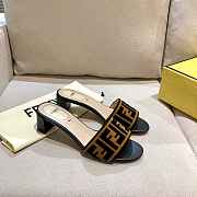 Fendi Brown Velvet Zucca Slide Sandals - 3