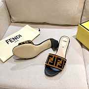 Fendi Brown Velvet Zucca Slide Sandals - 2