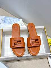 Fendi SIGNATURE Brown leather slides - 8R8136AE7TF1C4R - 1