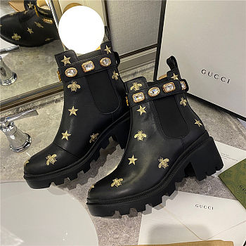 X4BAL Gucci Star And Bee Embroidered Boots
