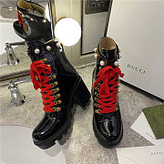 GUCCI Faux Pearl-embellished Leather Ankle Boots - 6