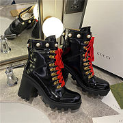 GUCCI Faux Pearl-embellished Leather Ankle Boots - 5