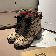 Gucci Beige Wool GG Ankle Boots Black - 4