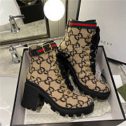 Gucci Beige Wool GG Ankle Boots Black - 2