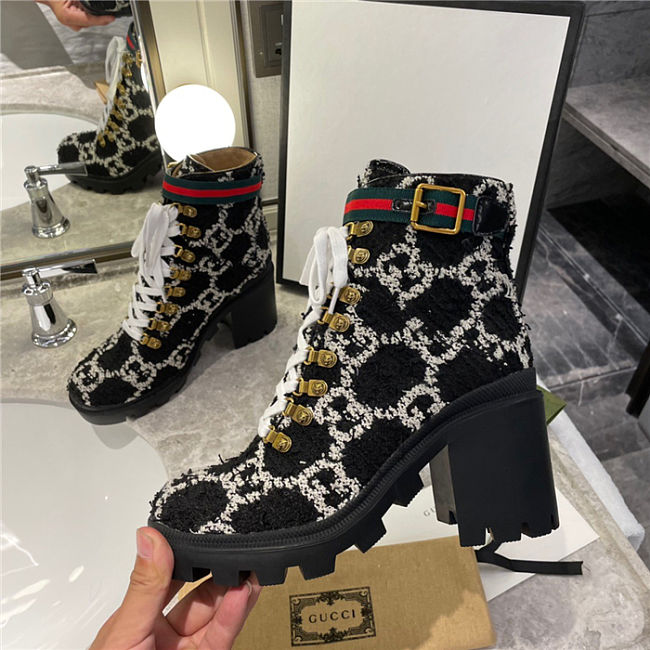 Gucci Wool GG Ankle Boots Black - 1