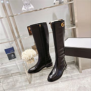 Gucci Black 598170 Double G Leather Knee Boots - 5