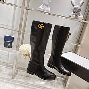Gucci Black 598170 Double G Leather Knee Boots - 2