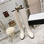GUCCI Calfskin Buttons Lifford Knee High Boots White - 5