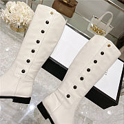 GUCCI Calfskin Buttons Lifford Knee High Boots White - 4