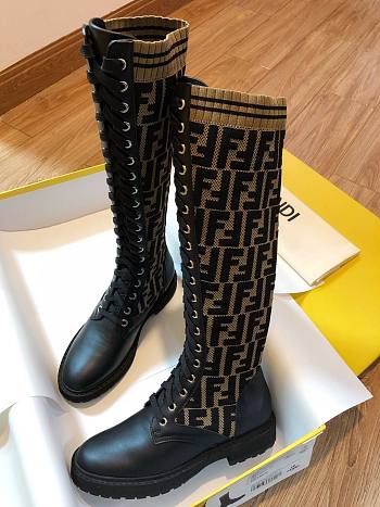 ROCKOKO Black leather ankle boots with stretch fabric 8W6789A3GXF0PMM1