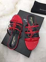 SAINT LAURENT Red Cassandra Flat Sandals 201418F124483 - 3