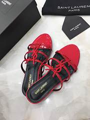SAINT LAURENT Red Cassandra Flat Sandals 201418F124483 - 2
