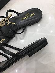 SAINT LAURENT Black Cassandra Gold YSL Flat Sandals 201418F124483 - 6