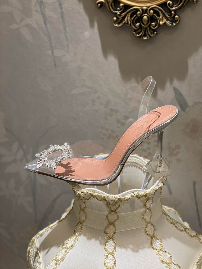 Amina Muaddi rosie glass slipper transparent pvc white crystal bow - 1