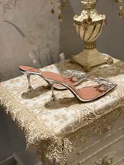 Amina Muaddi rosie glass slipper transparent pvc white crystal bow - 5