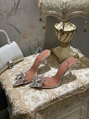 Amina Muaddi rosie glass slipper transparent pvc white crystal bow - 4