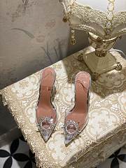 Amina Muaddi rosie glass slipper transparent pvc white crystal bow - 3