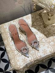 Amina Muaddi rosie glass slipper transparent pvc white crystal bow - 2