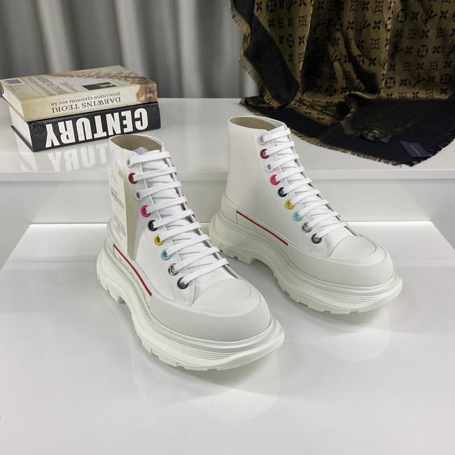 Alexander McQueen Tread Slick Lace Up Boot Whie Colour Back - 1