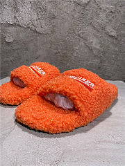 Balenciaga Women's Furry Faux Shearling Slides Orange - 2