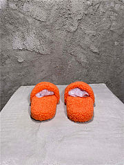 Balenciaga Women's Furry Faux Shearling Slides Orange - 3