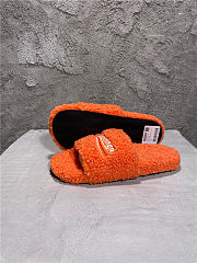 Balenciaga Women's Furry Faux Shearling Slides Orange - 4