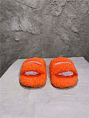 Balenciaga Women's Furry Faux Shearling Slides Orange - 6