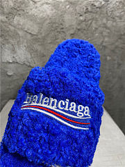 Balenciaga Women's Furry Faux Shearling Slides Blue - 6