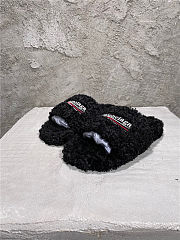 Balenciaga Women's Furry Faux Shearling Slides Black - 1