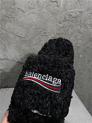Balenciaga Women's Furry Faux Shearling Slides Black - 2