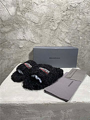 Balenciaga Women's Furry Faux Shearling Slides Black - 6