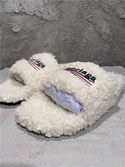 Balenciaga Women's Furry Faux Shearling Slides White - 5