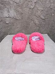 Balenciaga Women's Furry Faux Shearling Slides Pink - 2