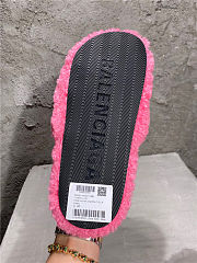 Balenciaga Women's Furry Faux Shearling Slides Pink - 3