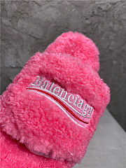 Balenciaga Women's Furry Faux Shearling Slides Pink - 6
