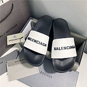 BALENCIAGA White Logo Pool Slides 1 - 2