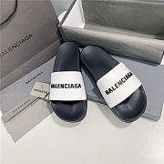 BALENCIAGA White Logo Pool Slides 1 - 3