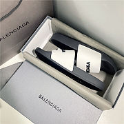 BALENCIAGA White Logo Pool Slides 1 - 5