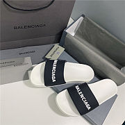 BALENCIAGA White Logo Pool Slides 2 - 1