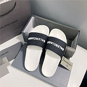BALENCIAGA White Logo Pool Slides 2 - 3