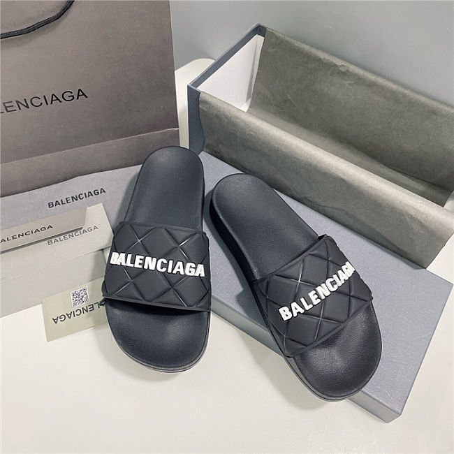 BALENCIAGA Black Logo Pool Slides 1 - 1